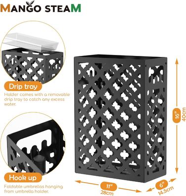 Mango Monstera Umbrella Stand - Black | Modern Plant Stand for Entryway