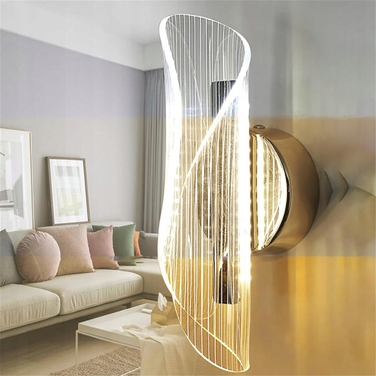 Сучасний золотий настінний LED-світильник (бра) з регулюванням температури світла 3000K/4000K/6000K для спальні