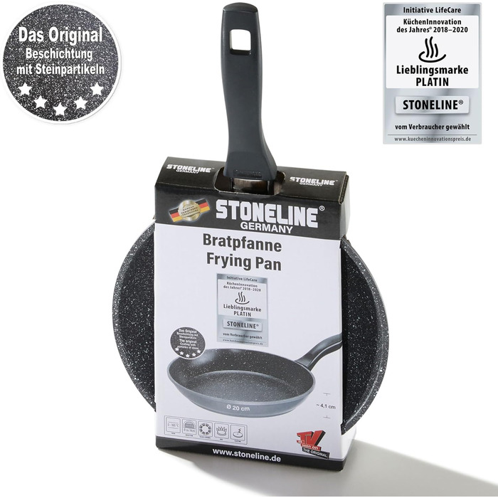 Сковорода STONELINE 20 см з антипригарним покриттям з кам'яними частинками, для індукційних плит, алюмінієва, сіра