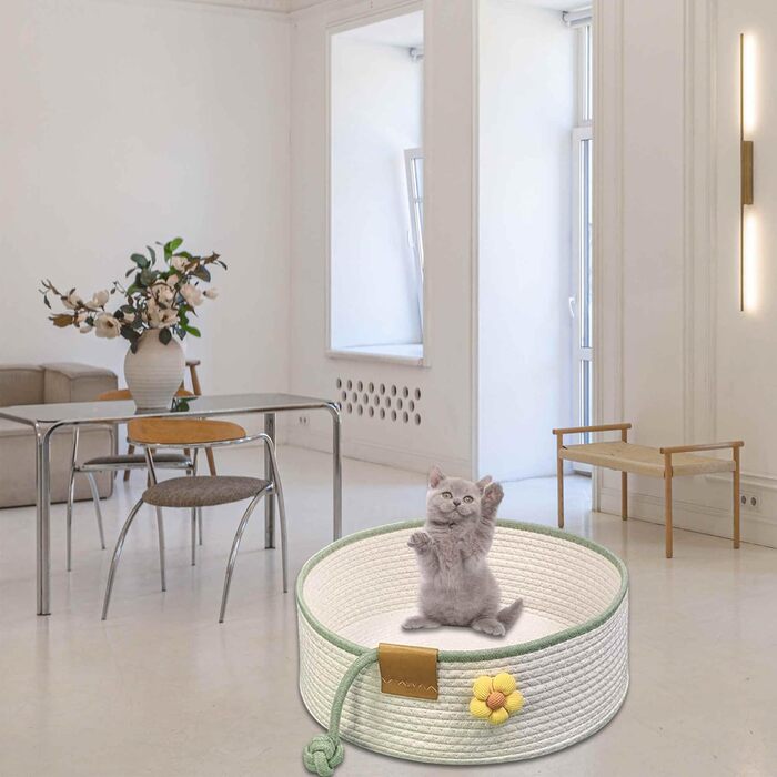 Тканинне ліжко для котів, 40 см, розкладний кошик-гніздо, дихаюче ліжко для домашніх тварин, стійке до подряпин, універсальне ліжечко для кошенят (L, Бежевий)