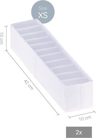 ROW&LINE® – Organizer Set – 11 extra tall compartments for underwear, bras & clothing – Organization system for changing tables – durable & washable for any closet & drawer – white – Size: 4x S (White: 2x Xs)