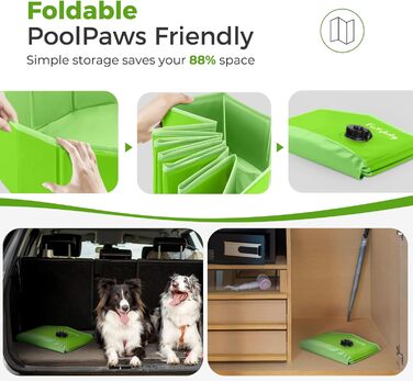 Foldable Dog Pool for Dogs, Dog Cushion Pool, Portable, for Dog Bath, Plastic, Large, Hard, Children's Pool (100 x 30 cm) (XLarge(160×30cm), Green)