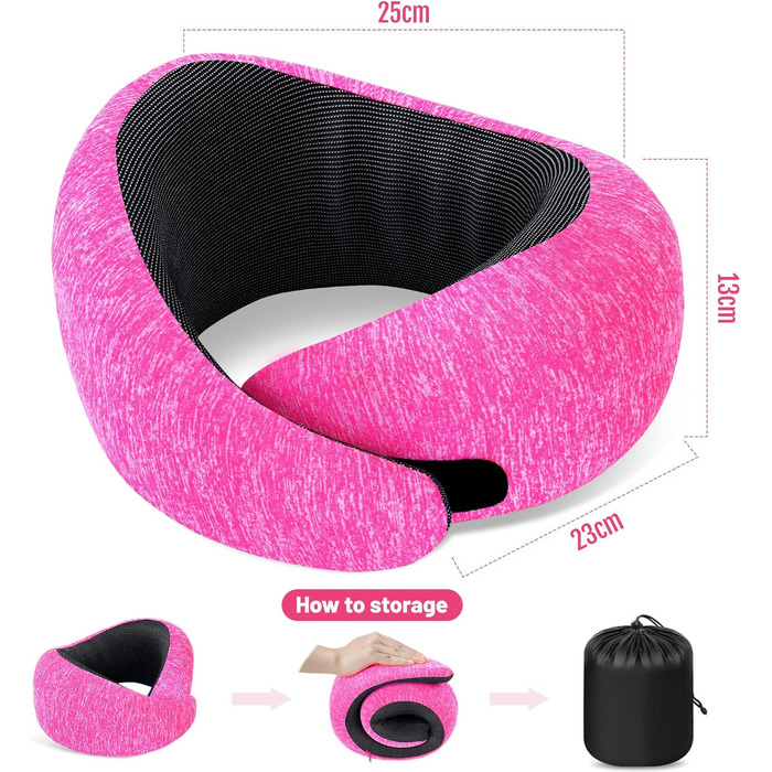 Подушка для шиї в літак | Подушка для подорожей Memory Foam | Подушка-восьминіжка дихаюча + пральна | Подушка для шиї в літак, авто, офіс | Регульована, компактна | з берушами, маскою для сну, сумкою для перенесення