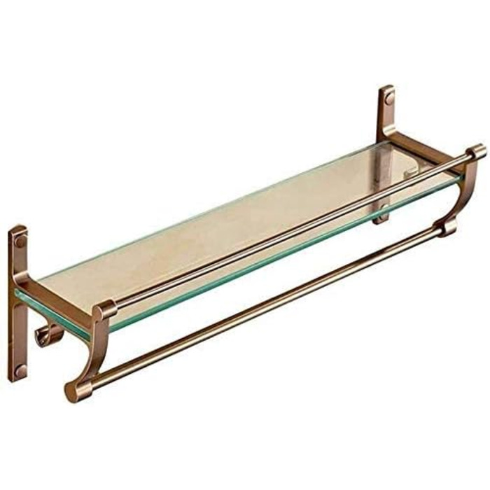 WDSOPK Bathroom Shelf, Tempered Glass Shelf, Single-Layer Bathroom Shelf, Wall-Mounted Bathroom Storage Shelf (-) (Glass Panel, 50cm)