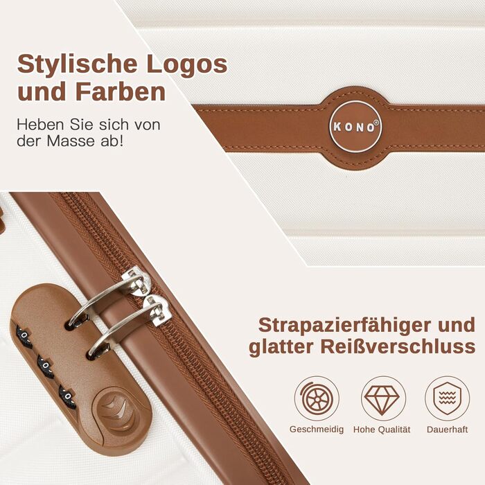 Чемодан KONO: середній, ABS+PC, з коліщатами та кодовим замком (66 см)