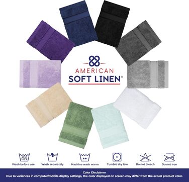 Набір рушників American Soft Linen Premium з турецької бавовни, готельна серія, 6 предметів (4 рушники для рук), насичений фіолетовий колір