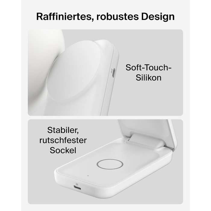 Беспроводная зарядка Belkin UltraCharge Qi 2.2 2-в-1 25W MagSafe сумісна для iPhone 17, iPhone Air, AirPods, Pixel – біла з USB-C адаптером 45W