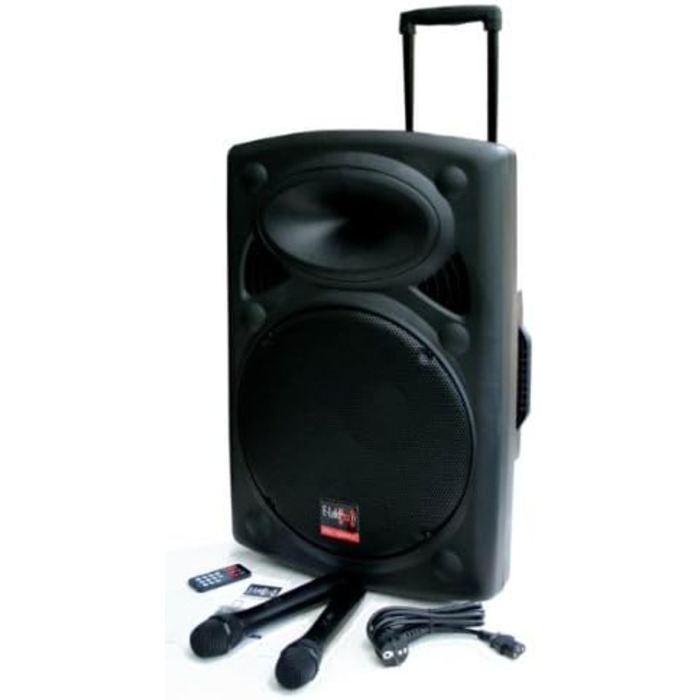 E-Lektron EL38-M MK-III: Портативна акустична система 900W з Bluetooth, MP3, USB, SD, FM, 2 мікрофонами та пультом - Звукове обладнання для вечірок та заходів