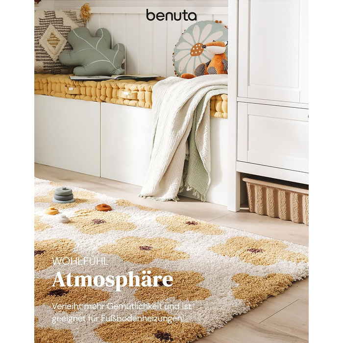 Дитячий килим Benuta Lytte Gobi 80x150 см, жовтий - м'який, прямокутний, з дитячим малюнком, штучне волокно, для дитячої, вітальні, спальні