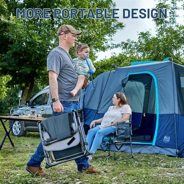 Крісло для кемпінгу Timber Ridge, складне, 180 кг, з бічним столиком та кишенею, блакитне
