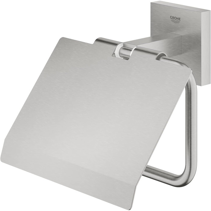 Тримач для туалетного паперу з кришкою GROHE Start Cube, приховане кріплення, колір SuperSteel, метал, 41102DC0