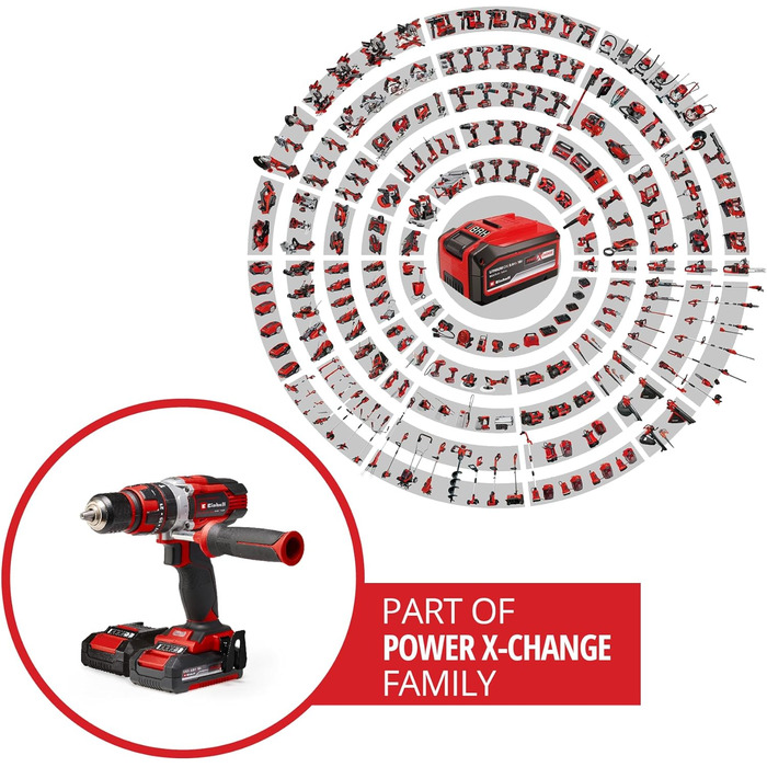 Акумуляторний дриль-шуруповерт Einhell TE-CD 18/48 Li-i Solo Power X-Change (18 В, Li-Ion, 2 швидкості, ударний режим, LED, 2x 2.0 Ah акумулятори, зарядний пристрій)