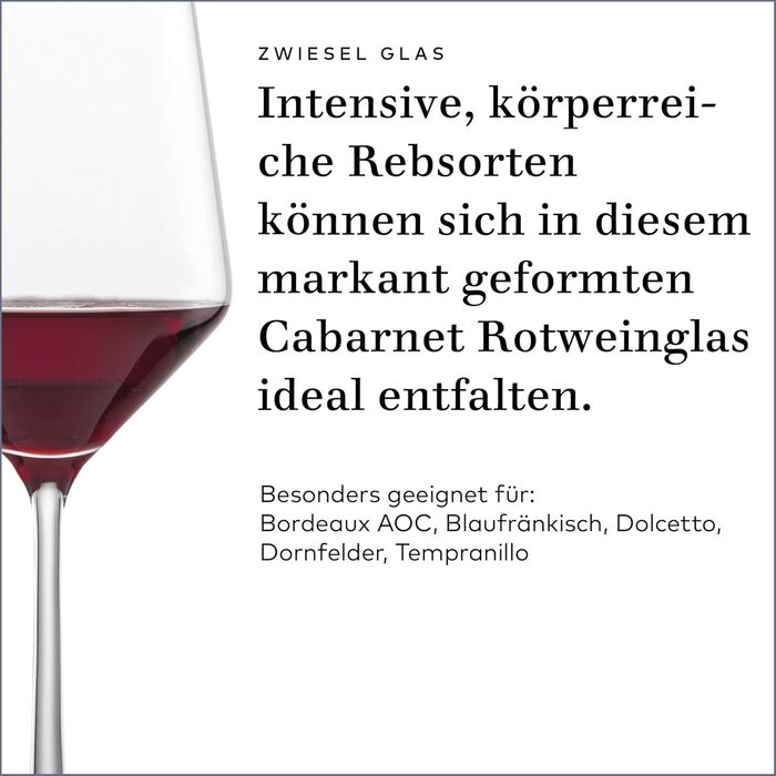 Бокали для червоного вина Zwiesel Glas Pure, набір 2 шт, кришталеві келихи з Tritan, німецьке виробництво, підходять для посудомийної машини