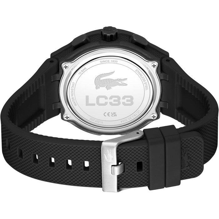 Чоловічий годинник Lacoste LC33 аналогово-цифровий кварцовий з силіконовим браслетом - унісекс, чорний
