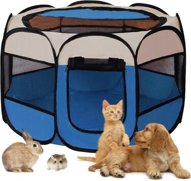 Клітка-забіг для цуценят та котів 114x114x59 см, клітка для тварин в квартиру, забіг для собак та котів, вольєр для кроликів та інших дрібних тварин (сірий)