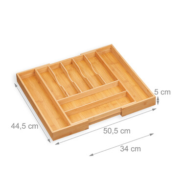 Relaxdays Extendable Bamboo Cutlery Box