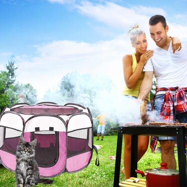 Клітка-загон для собак та цуценят, складана, 73x73x43 см, рожева