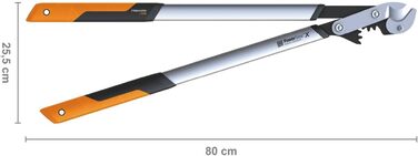 Секатор Fiskars PowerGearX LX99-L для сухої та твердої деревини, 80 см, антипригарне покриття, загартована сталь, чорний/помаранчевий