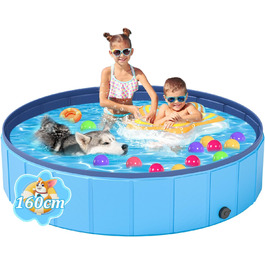 YSJILIDE Dog Pool, 160 x 30CM Dog Pools for Small, Medium & Large, PVC Foldable Splash Pool for Kids, Abrasion-Resistant & Non-Slip