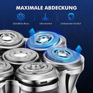Електрична бритва для гоління голови Glatzen Herren, бездротова, для сухого та вологого гоління, з гнучкою голівкою та магнітною насадкою