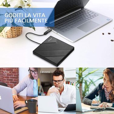 Зовнішній USB 3.0 CD/DVD-привід Cocopa Masterizzatore: портативний Ultra Slim DVD-RW/CD-RW плеєр для ноутбука та ПК (Windows, macOS, Linux)