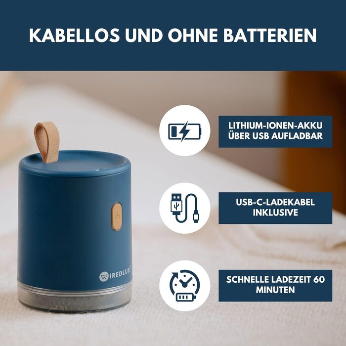 Електричний видалення ворсу з одягу - Fusselrasierer, компактний та портативний, USB, Dual Protection (Oslo-blue)
