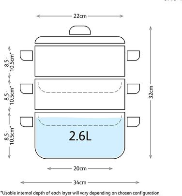 Набір пароварки Judge з нержавіючої сталі з 3 рівнями, 1 л каструля, 2 пароварки та кришка, підходить для індукційних плит, у подарунковій коробці (22 см)
