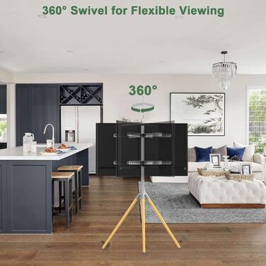 Підставка для телевізора на штативі, 114.3–165.1 см (45–65 дюймів), LED/LCD/OLED, поворотна 180°, сірий