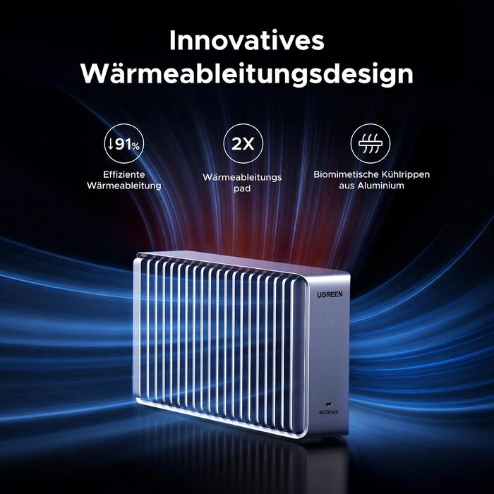 Зовнішній корпус для M.2 NVMe SSD UGREEN 80Gbps, сумісний з Thunderbolt 5/4 та USB4