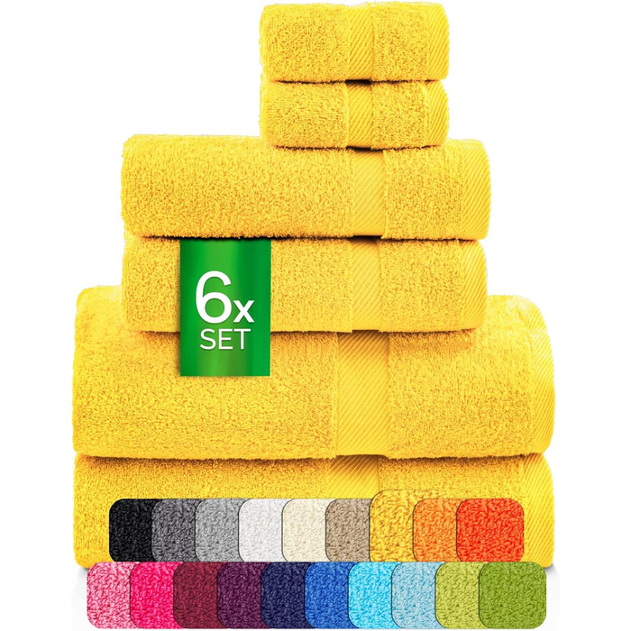 Набір рушників éterea Carli Frottee: 6 шт. (2x 70x140 см + 4x 50x100 см), 100% бавовна, Oeko-Tex, 500 GSM, сірий & блакитний