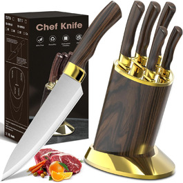 Набір кухонних ножів Meleho 7 предметів: професійний набір з нержавіючої сталі, ніж для кухні, з мийкою та подарунковою коробкою