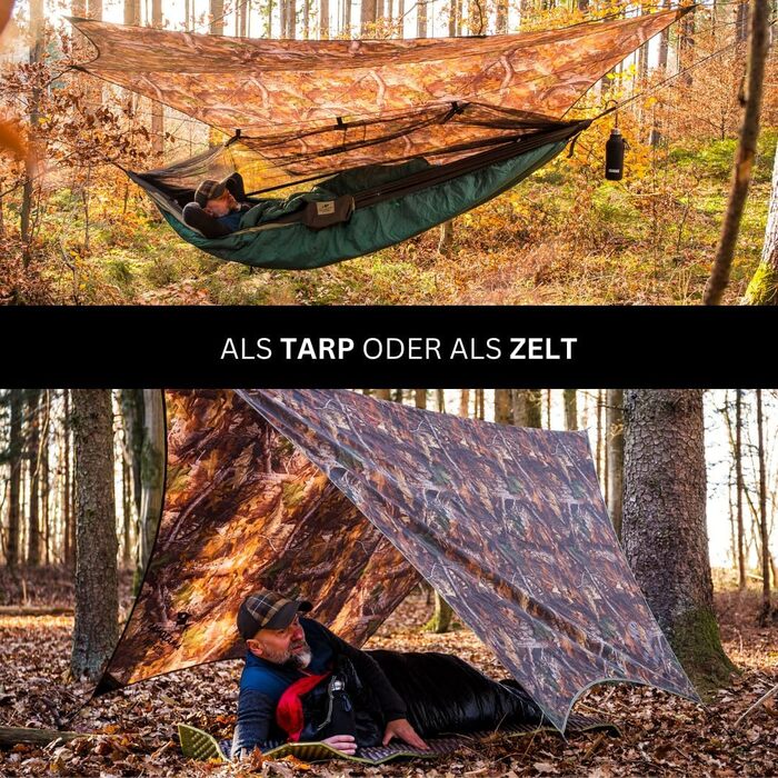 Тент AMAZONAS Ultra-Light Traveller Tarp Forest - ультралегкий, 650г, 25x10 см, камуфляж, для захисту від негоди