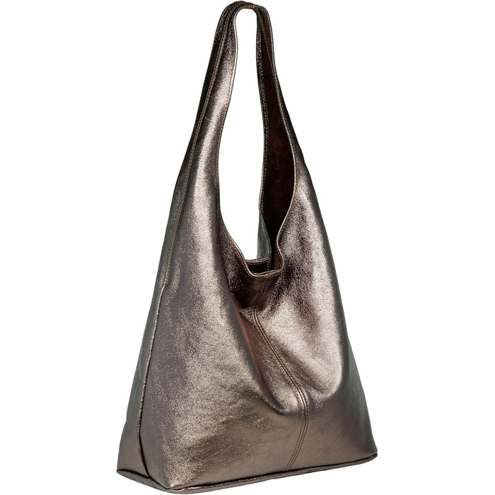 Сумка жіноча Caspar Hobo Bag шопер зі шкіри замші CLASSIC LINE - Італія, колір тауп металік