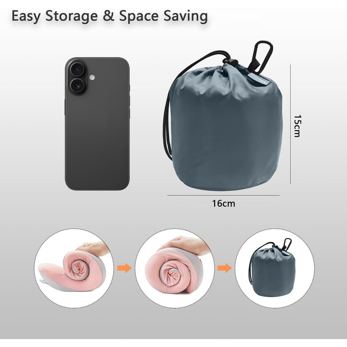 Подушка для шиї Rose з Memory Foam: зручна підтримка голови та шиї для подорожей (літак, авто, поїзд, офіс)