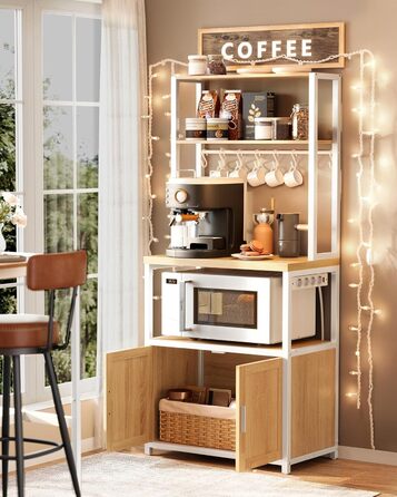 Стелаж кухонний VASAGLE з розетками, 90 см, 40x60x170 см, вінтажний, 8 гачків