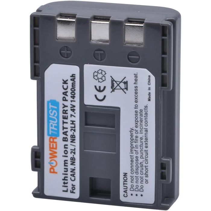 Акумулятор NB-2L 1400mAh з LED-подвійним зарядним пристроєм для Canon EOS 350D, 400D та PowerShot G7, G9, S30, S40, S45, S50, S60, S70, S80