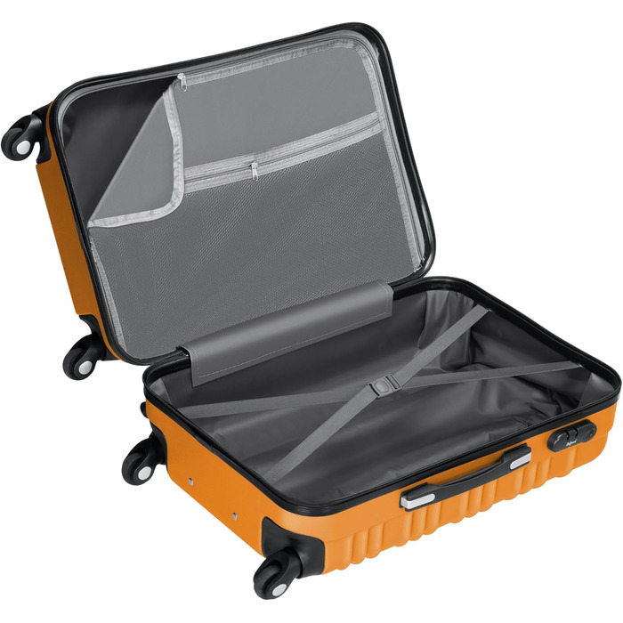 Набір валіз Zelsius 4 шт. Рожевий | ABS, з кодовим замком, 4 колеса, внутрішній роздільник | Ручна валіза, набір валіз, trolley, велика валіза (Помаранчевий)