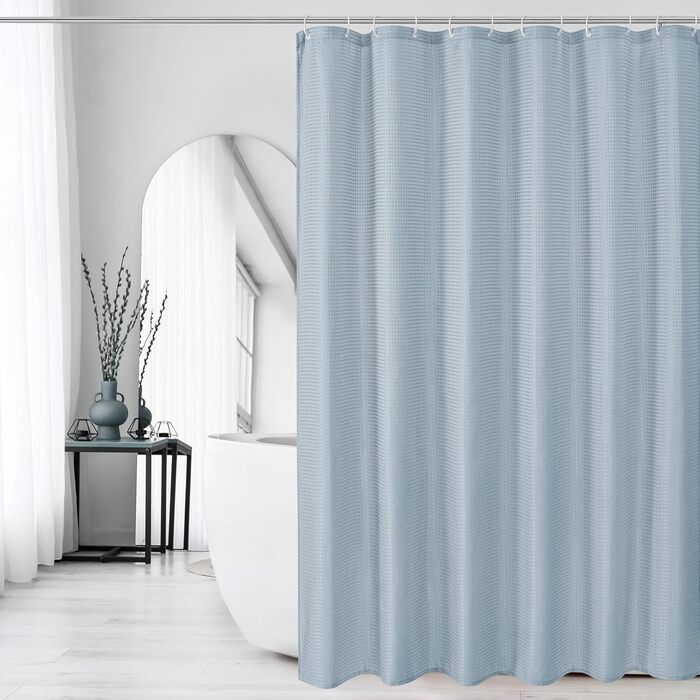 Завіса для душу Gibelle 183x213 см, вафельний малюнок, текстиль, водонепроникна, для прання, фіолетова