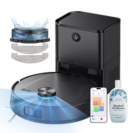 Робот-пилосос Ultenic T20 Pro з функцією миття підлоги, 8000 Па, станція самостійного очищення 3,5 л, для видалення шерсті тварин та килимів, AI-лазерне уникнення перешкод, керування через додаток