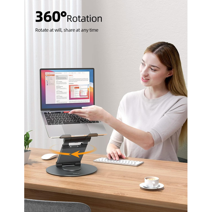 NULAXY Adjustable Laptop Stand - 360° Swivel Base, Height Adjustable up to 20