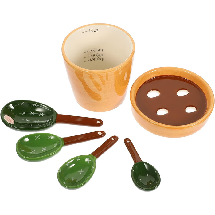 Zerodeko 1 Piece Cactus Measuring Spoon Coffee Measuring Sugar Scoop Cactus Figurine Measuring Teaspoon Measuring Spoon Salt Spoon Measurement Sugar Spoon Flour Measuring Spoon Baking Tl Spice Milk Powder Ceramic