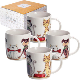 SPOTTED DOG GIFT COMPANY - Coffee mugs with dog and cat motifs - Gift for dog and cat lovers - Set of 4
