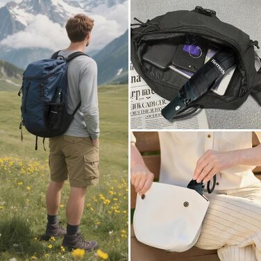 Компактний дорожній парасолька Herreicher - автоматичний, ультралегкий, захист від УФ, для чоловіків та жінок, чорний