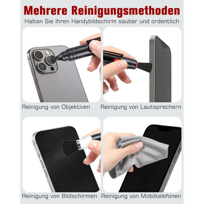 Набір для чищення камери: 14 шт. для об'єктивів DSLR, мобільних телефонів, лінз, фільтрів. Ракета-дувачка, Lenspen, пензлик, мікрофібра, щітка для об'єктивів