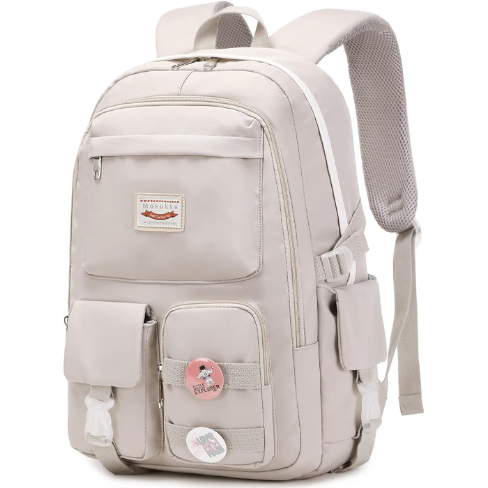 Makukke Rucksack Women's - School Backpack Girls Teenagers, Cute Anime Bookbag Women Casual Daypack Anti-Theft Backpacks for University Travel Leisure Work (Gray)