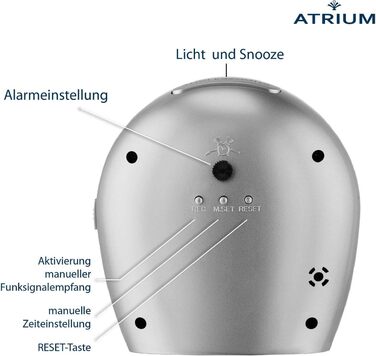 Atrium Funkwecker Analog Quartz Silent Movement Classic Design Matte Silver A620-19