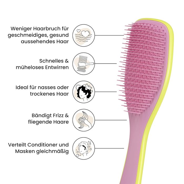 Тізер Тангл Ultimate Detangler – Щітка для волосся для мокрого та сухого волосся. Розплутує всі типи волосся, зменшує пошкодження та видаляє ковтуни. Чорний (Hyper Yellow & Rosebud)