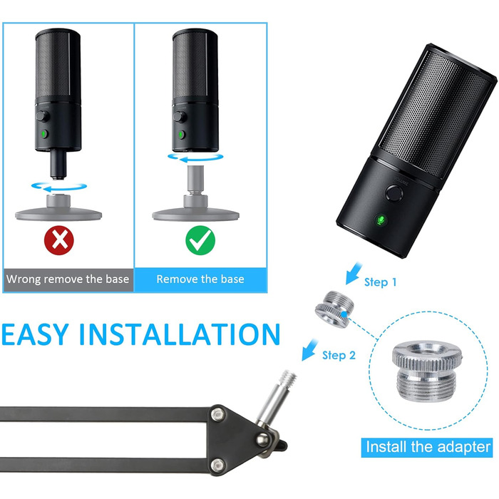 Кріплення для мікрофона Razer Seiren X від YOUSHARES з поп-фільтром, гнучкий штатив, сумісний з USB-мікрофоном Seiren X