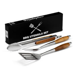 Преміум набір гриля Räucherphorie UTS1: 3 предмети з нержавіючої сталі (щипці, виделка, лопатка)