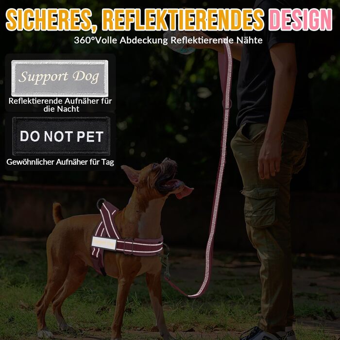 Нашийник для собак Eyein: м'який, з 2 застібками, світловідбиваючий, для великих та середніх собак, рожевий (L)